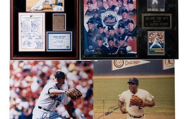 Set of Four Signed New York Mets, Sports Memorabilia, and Photos, CoA