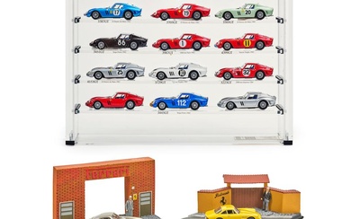 Showcase of 12 Ferrari 250 GTO Miniatures and two Dioramas...