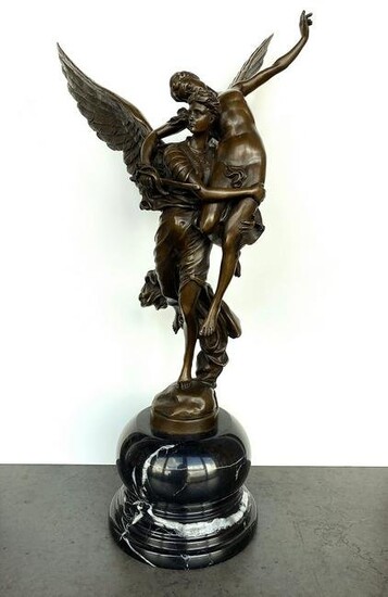 Sign. Bronze Gloria victim signed sculpture with marble