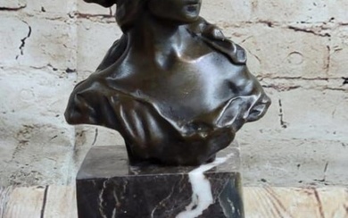 Signed Original Milo Female Bust Bronze Sculpture Bookend Book End Signed By Milo - 6lbs