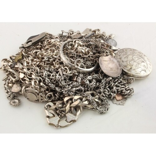 Silver. A collection of mostly silver chains & necklaces, so...