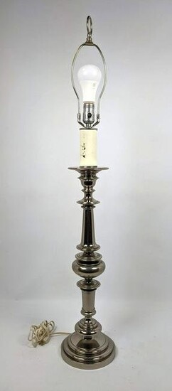 Silver Metal Spindle Form Table Lamp