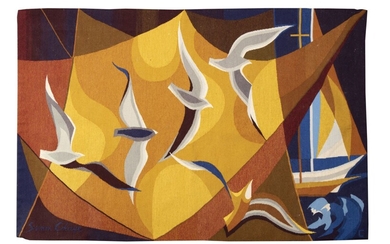 Simon CHAYE (1930) (d'apres un carton de) « nocturne » Tapisserie à décor abstrait tissé...