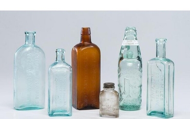 Six Glass Medicine Bottles