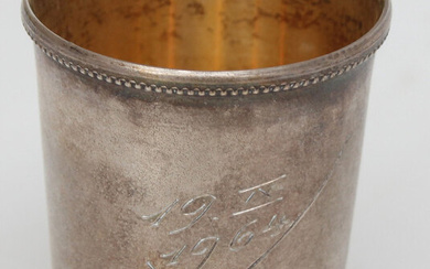 Small silver cup Second half 20th century. Silver, gilding, 875th proof Weight - 27 grams, height - 5 cm