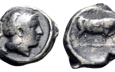 Southern Campania, Neapolis, 420-400 BC. AR Didrachm (22mm, 7.43g, 9h)....
