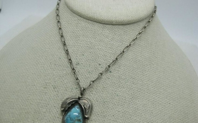 Southwestern Sterling Turquoise Necklace, Navajo