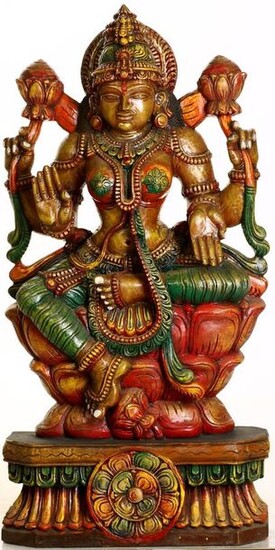 Large Size The Lotus Seated Goddess Lakshmi