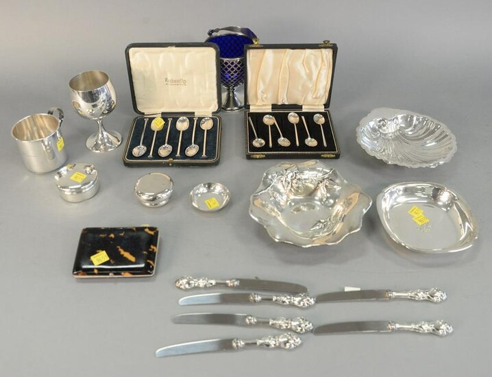 Sterling Silver Lot to include large sugar with cobalt