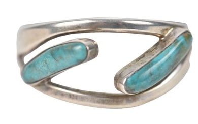 Sterling Silver Turquoise Bracelet. Taxco Mexico wt. 52.6 grams