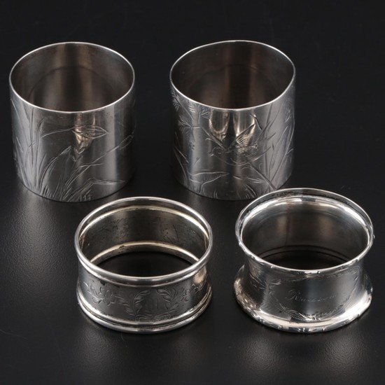 Sterling Silver and Silver Plate Napkin Rings, Late 19th Century