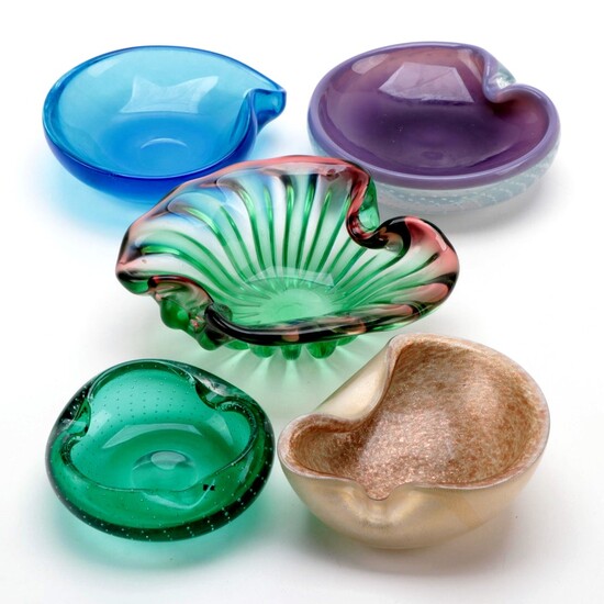 Suspended Bubbles and Other Art Glass Ash Trays, Mid to Late 20th Century