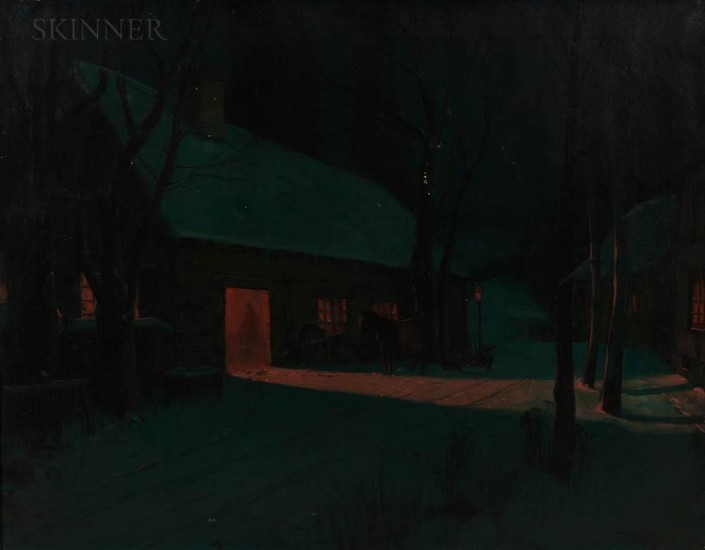 Svend Svendson (Norwegian/American, 1864-1945) Forge on a Winter's Night