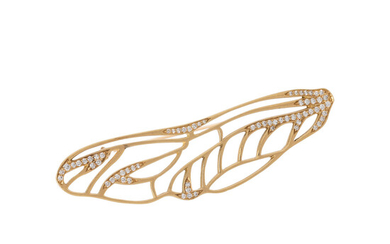 TIFFANY &amp; CO., YELLOW GOLD AND DIAMOND DRAGONFLY WING BROOCH