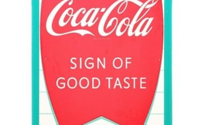 TIN COCA-COLA "SIGN OF GOOD TASTE" FISHTAIL SIGN