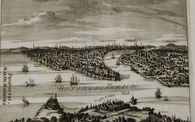 TURQUIE – CONSTANTINOPLE (vue à vol d’oiseaux). 1714....