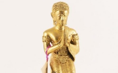 Thai gilt metal Buddha Height: 9 1/4 inches