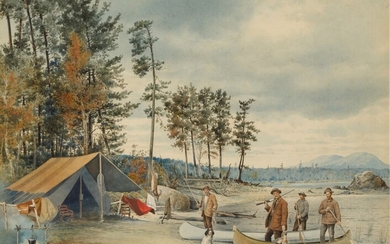 The Hunting Party: Camp Scene with Teddy Roosevelt, American School, 20th Century