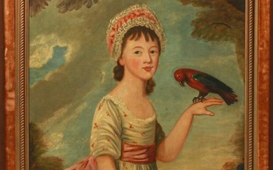 Thomas Beach Portrait of Girl with Parrot Oil