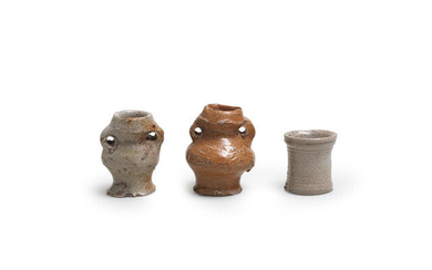 Three Rhenish stoneware miniature vases, 16th century