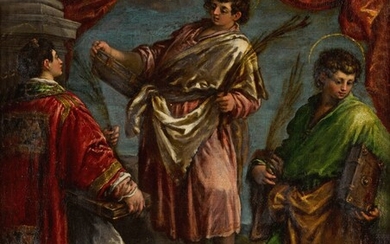 Three male martyr saints, including Saint Stephen, Jacopo da Ponte, called Jacopo Bassano | Leandro da Ponte, called Leandro Bassano