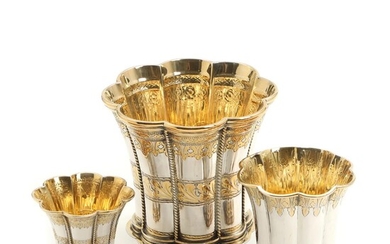 SOLD. Three partly gilded sterling silver Magrete cups. Weight app. 515 g. 20th century. H. 5-10 cm. (3) – Bruun Rasmussen Auctioneers of Fine Art