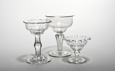 Three sweetmeat glasses c.1770 and later, the smallest with an...