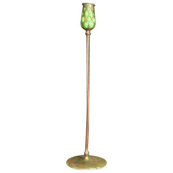 Tiffany Studios Bronze and Glass Candlestick