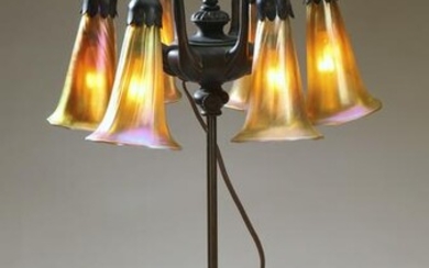Tiffany Studios adjustable bronze 'Lily' lamp base