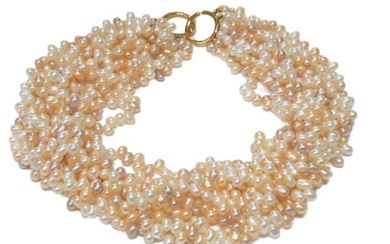 Tiffany & Co. 18k Gold Multi Color Cultured Pearl Paloma Picasso 10 Strand Torsade Necklace w/ Case