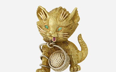 Tiffany & Co. Gold and gem-set cat brooch
