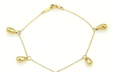 Tiffany & Co. Peretti 18k Yellow Gold 5 Teardrop Charms Chain Bracelet