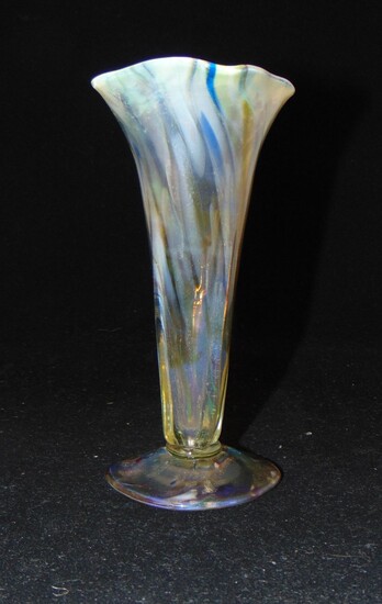 Tiffany paperweight style trumpet vase