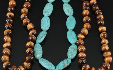 Tiger's Eye and Magnesite Necklaces Including Sterling