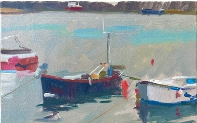Tim HALL (1964) Harbour Scene Oil on canvas Signed 30 x 41c...