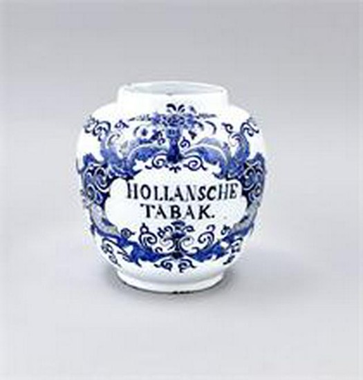 Tobacco pot, Holland, prob. 18th century, ceramic