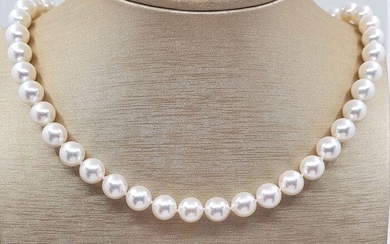 Top grade AAA 9x9.5mm Akoya Pearls - 14 kt. White gold - Necklace