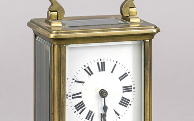 Travel clock France c. 1900, brass