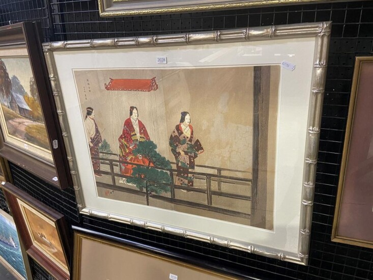 Tsukioka Kogyo - "Sumiyoshi Mode", Japanese Woodblock 1898, Framed