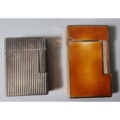 Two Dupont lighters, one ribbed and the other enamel (2).