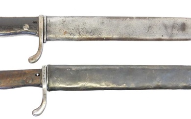 Two German WWI S.98/05 short butchers bayonets and scabbards, both...