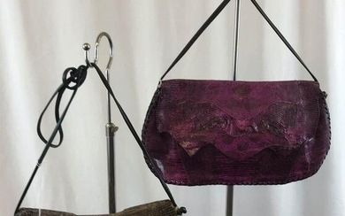 Two Handmade Ann Turk Reptile Leather Shoulder Bags
