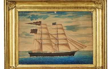 Two Victorian Framed and Painted Ship Dioramas, Together with a Framed Watercolor, 19th Century