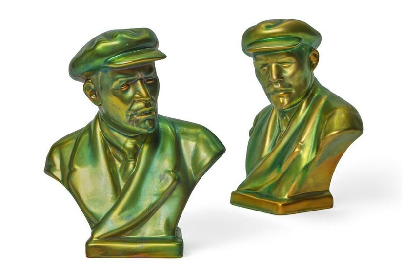 Two Zsolnay portrait busts of Vladimir Lenin