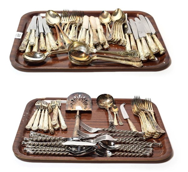 Two part-sets of silver plated cutlery including kings pattern