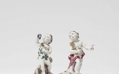 Two rare Polish faience allegories of Summer and Winter