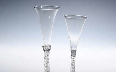 Two wine glasses or flutes c.1760