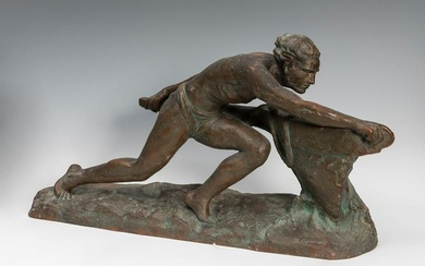 UGO CIPRIANI (Florence, 1887 - Paris, 1960). "The Strongman", 1930s. Bronzed terra cotta. Signed.
