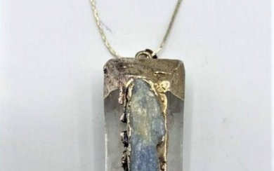 Unique LARGE ROCK CRYSTAL, OPAL STONE STERLING Necklace