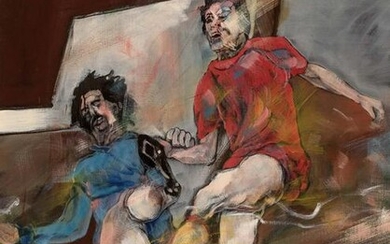 Uri Lifshitz 1936-2011 (Israeli) Soccer oil on canvas